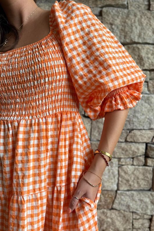 Nonni Gingham Darling Dress Orange?
